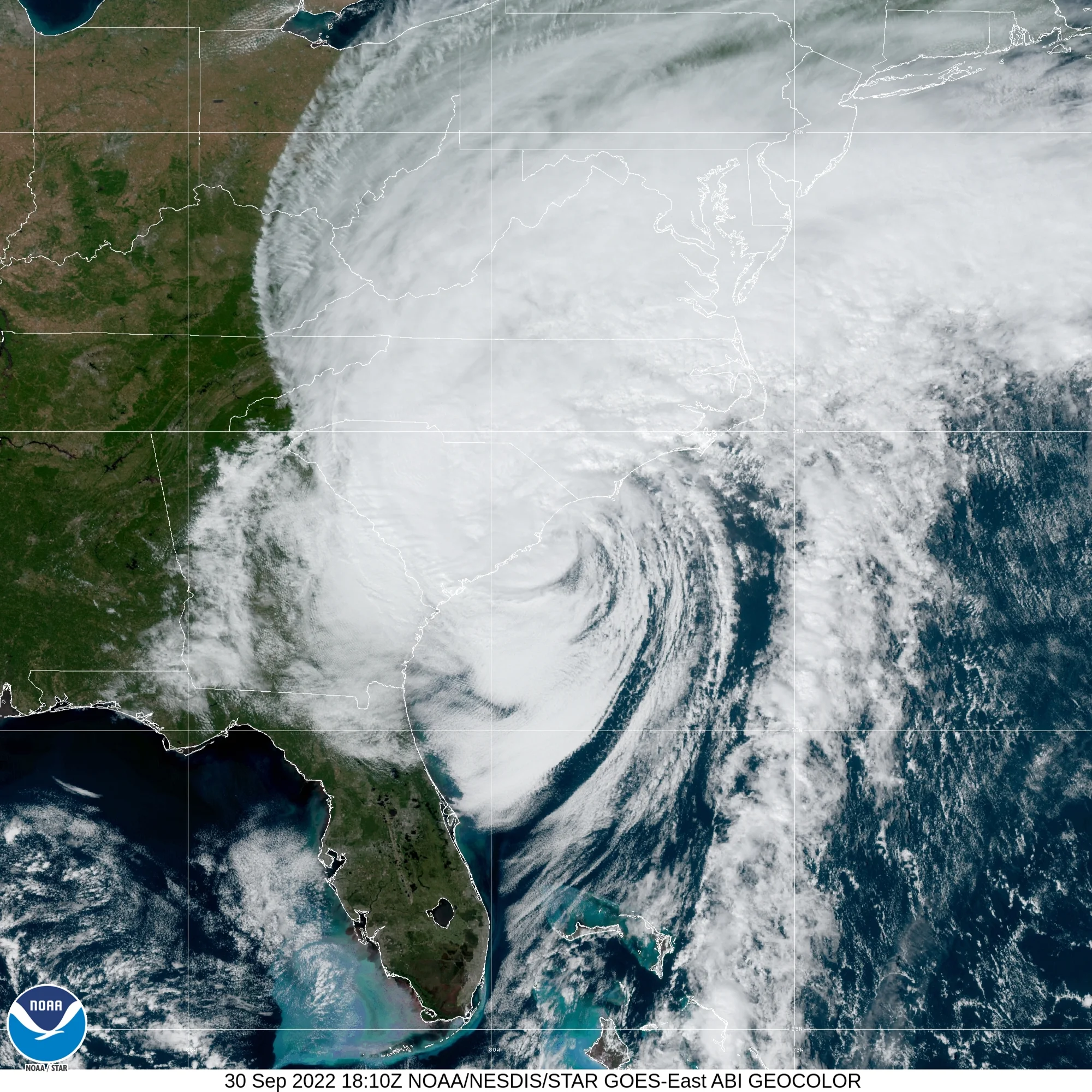 Category 4 Hurricane Ian (2022) Landfall Satellite Image