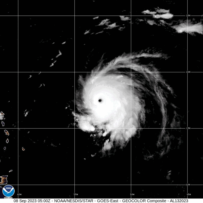 Category 5 Hurricane Lee (2023) Peak Intensity Satellite Image Animation