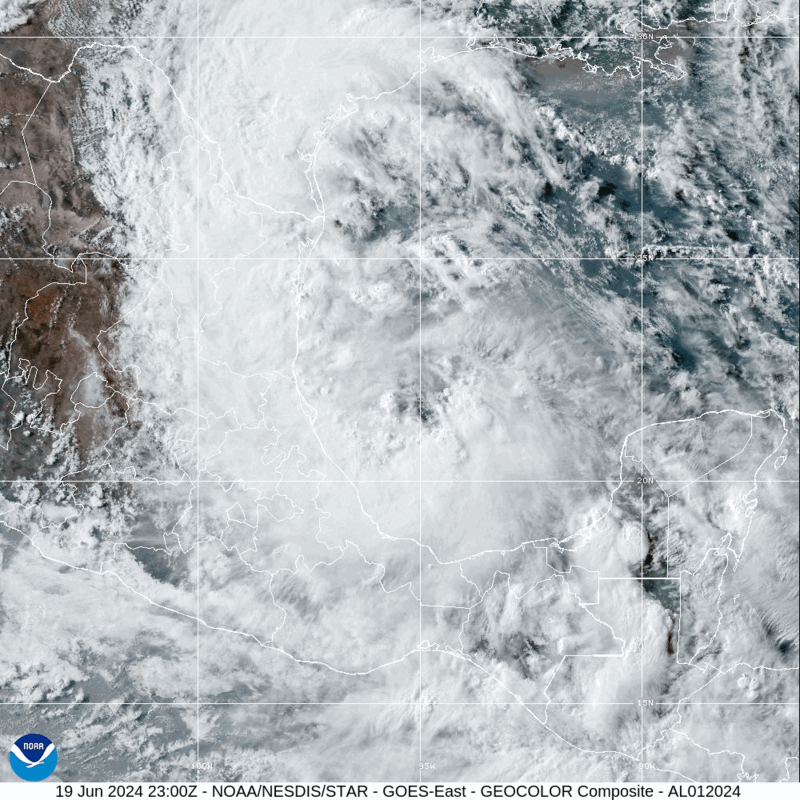 Tropical Storm Alberto (2024) Peak Intensity Satellite Image Animation