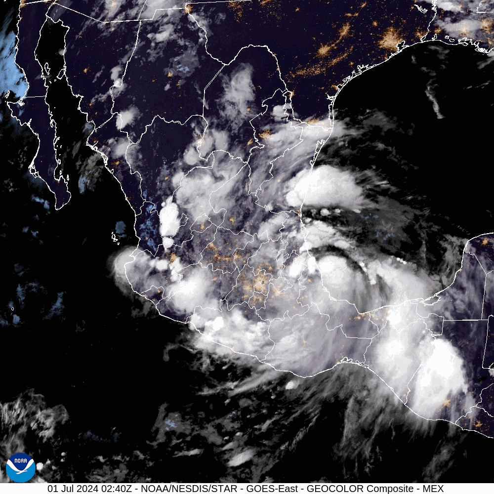 Tropical Storm Chris (2024) Landfall Satellite Image Animation
