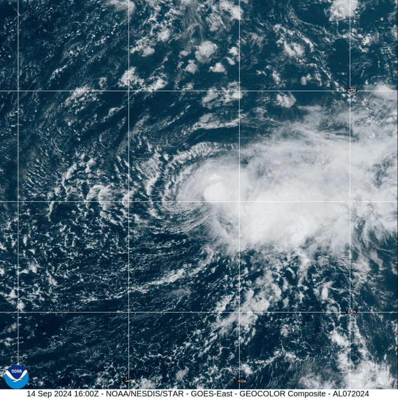 Tropical Storm Gordon (2024) Peak Intensity Satellite Image Animation