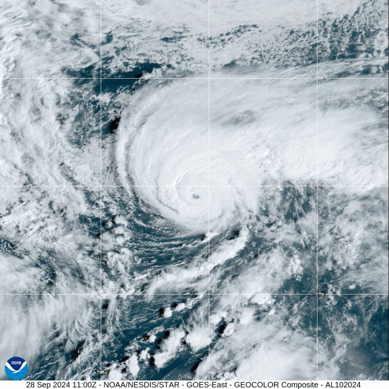 Category 2 Hurricane Isaac (2024) Peak Intensity Satellite Image Animation