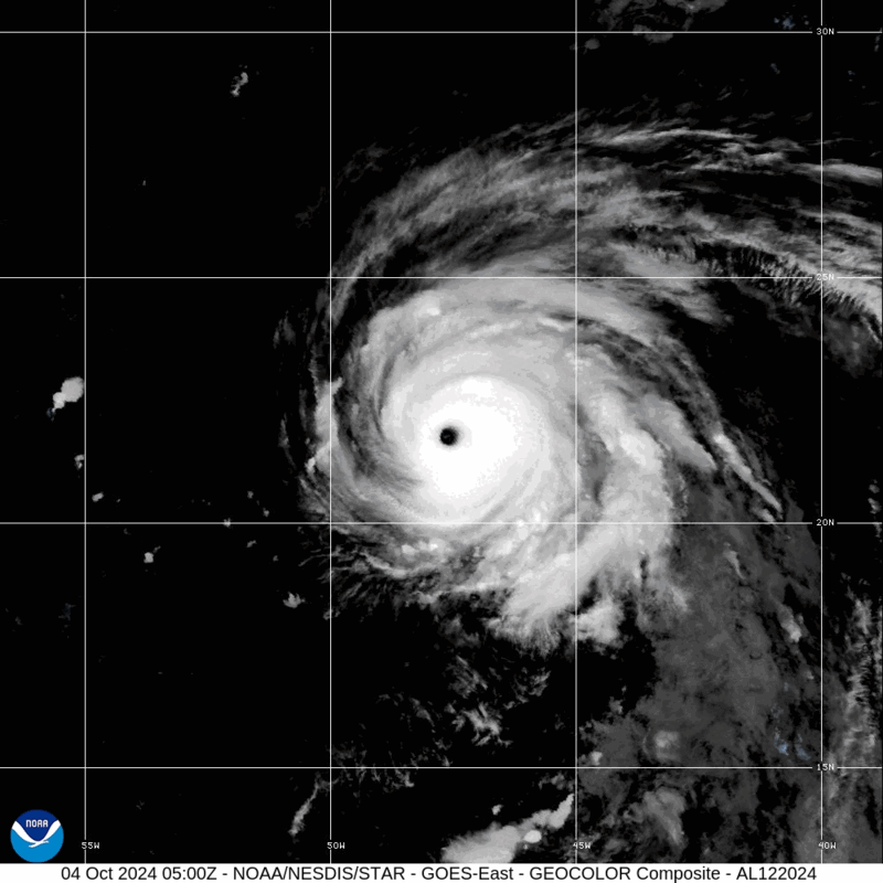 Category 4 Hurricane Kirk (2024) Peak Intensity Satellite Image Animation