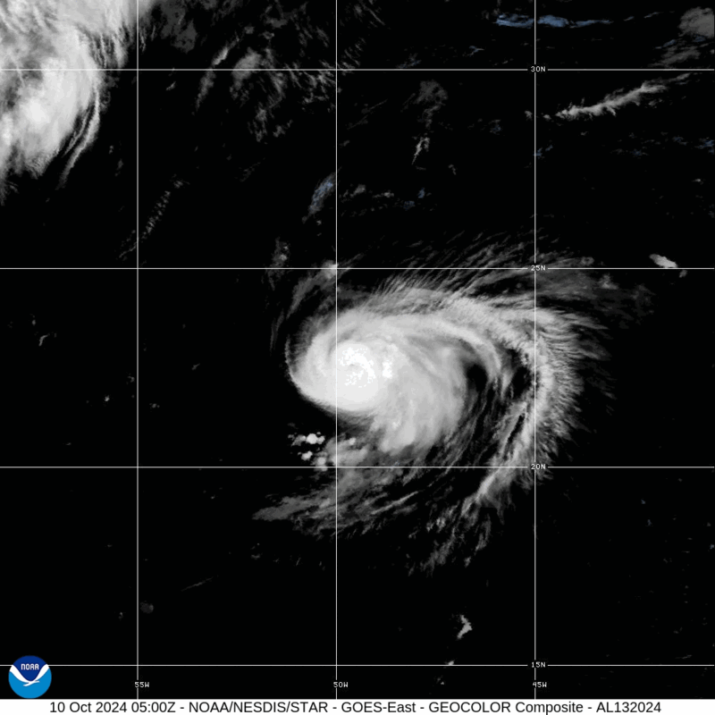 Category 2 Hurricane Leslie (2024) Peak Intensity Satellite Image Animation