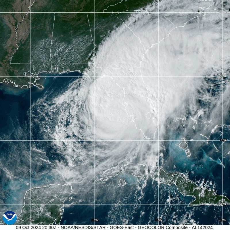 Category 5 Hurricane Milton (2024) Landfall Satellite Image Animation