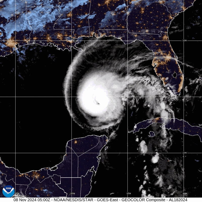Category 3 Hurricane Rafael (2024) Peak Intensity Satellite Image Animation