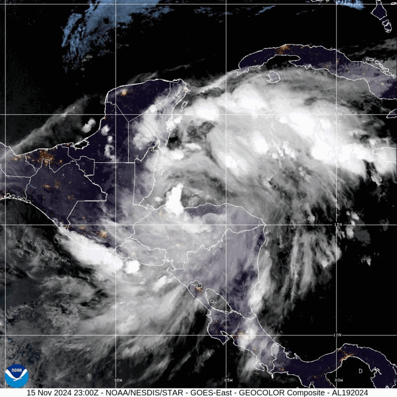 Tropical Storm Sara (2024) Peak Intensity Satellite Image Animation