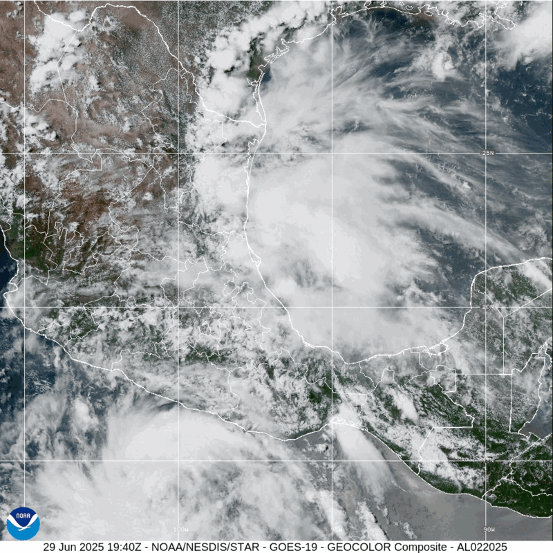 Tropical Storm Barry (2025) Peak Intensity Satellite Image Animation