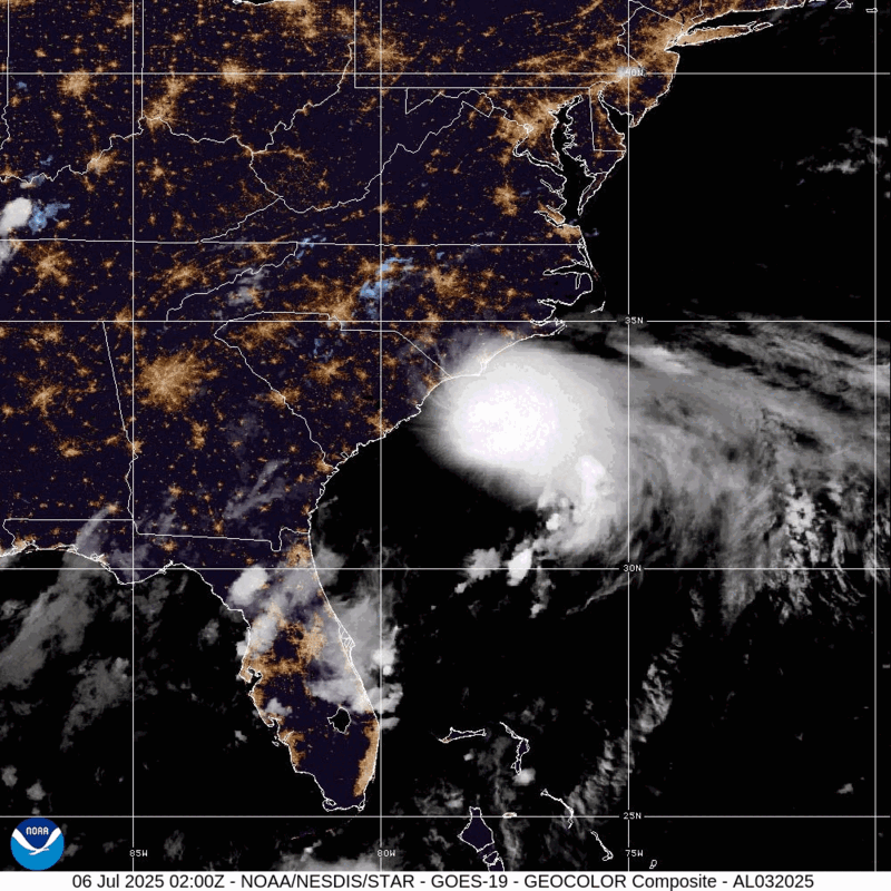 Tropical Storm Chantal (2025) Peak Intensity Satellite Image Animation