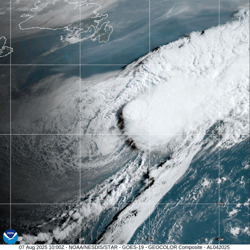 Extratropical Cyclone Dexter (2025) Peak Intensity Satellite Image Animation