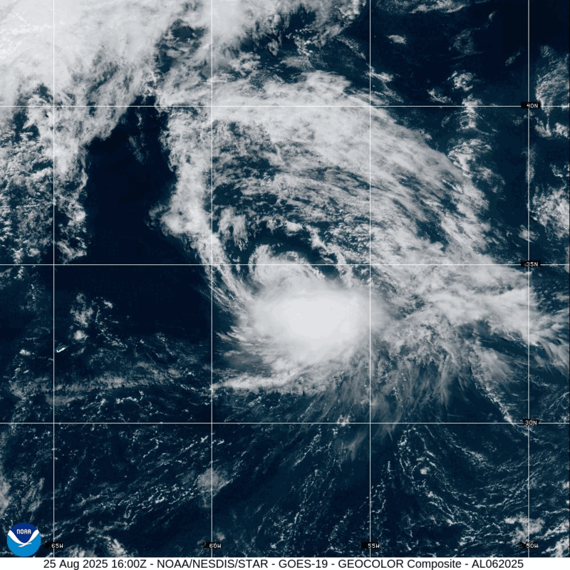 Tropical Storm Fernand (2025) Peak Intensity Satellite Image Animation