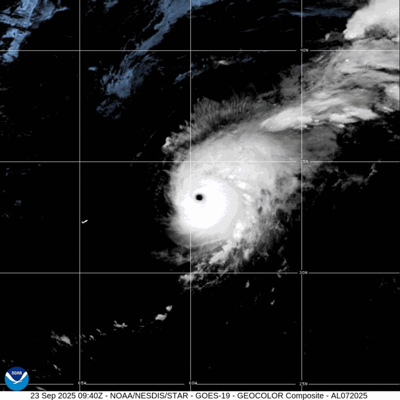 Category 4 Hurricane Gabrielle (2025) Peak Intensity Satellite Image Animation