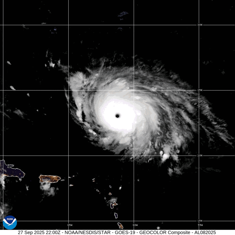 Category 5 Hurricane Humberto (2025) Peak Intensity Satellite Image Animation