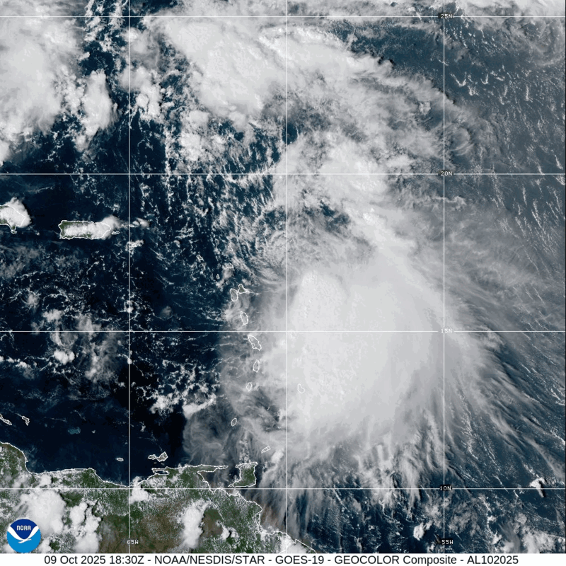 Tropical Storm Jerry (2025) Peak Intensity Satellite Image Animation