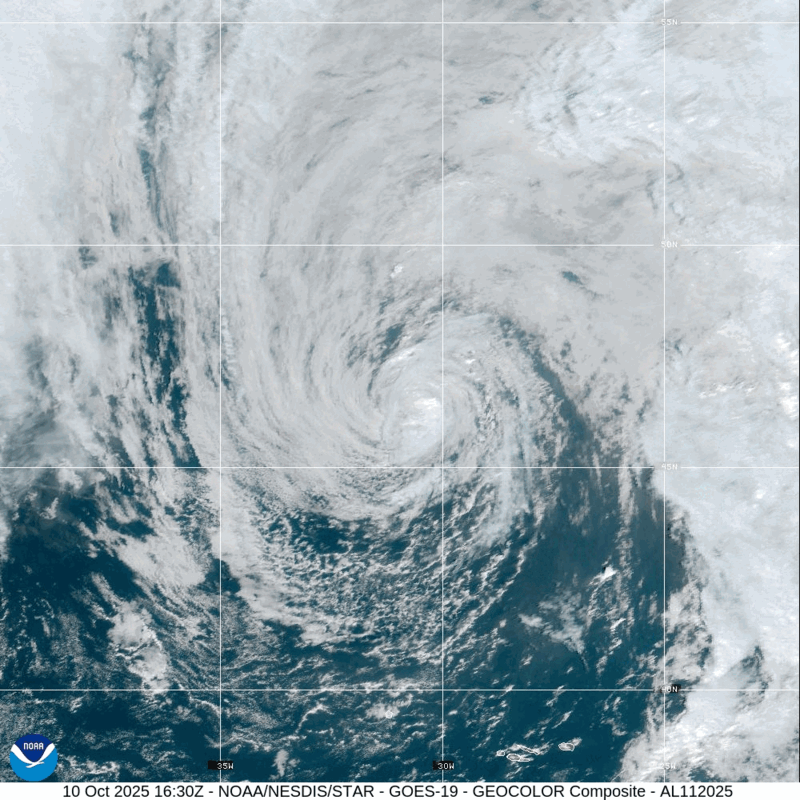 Post-Tropical Cyclone Karen (2025) Peak Intensity Satellite Image Animation