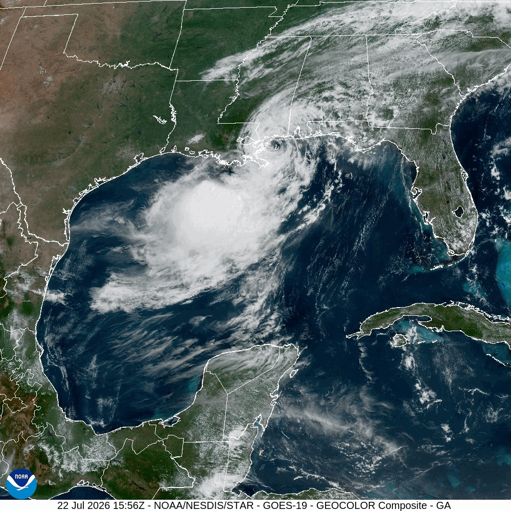 Tropical Storm Bertha (2026) Landfall Satellite Image Animation