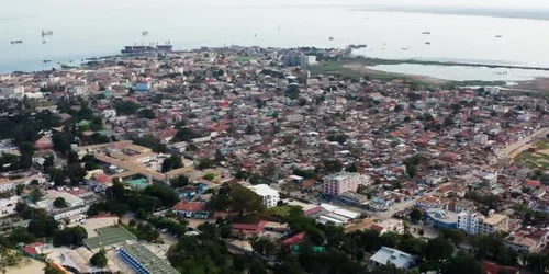 Aerial view of the the Port of Banjul, Gambia