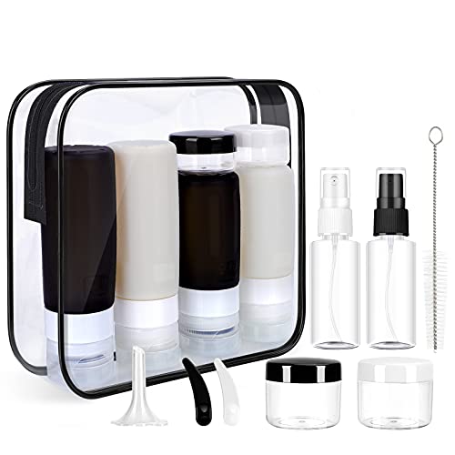 Morfone 16 Pack Silicone Travel Bottles Set for Toiletries. TSA Approved Travel Containers. Leakproof Squeezable Refillable Accessories 2oz 3oz for Shampoo Conditioner Lotion Liquids (BPA Free).